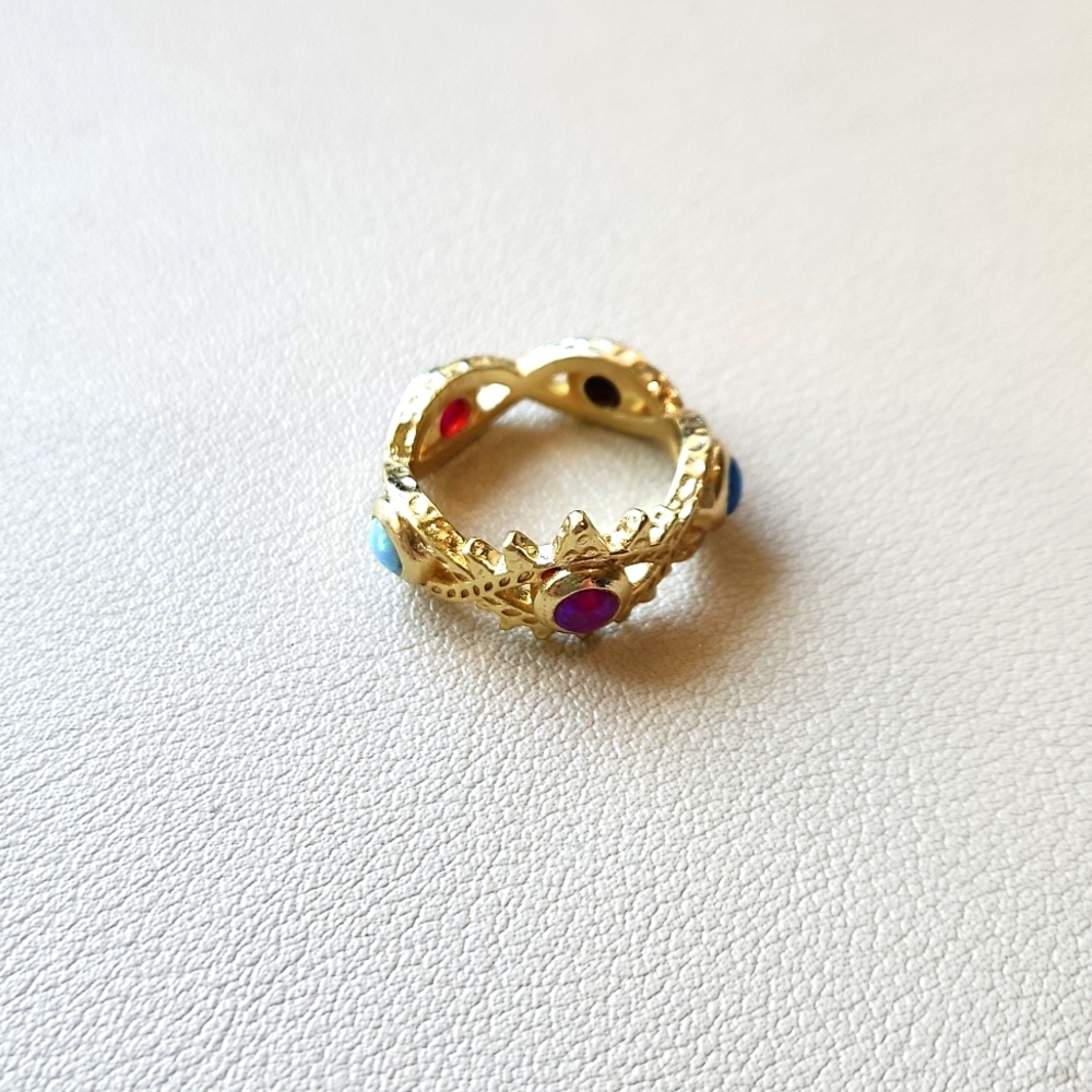 KENDRA SCOTT Gemma Band Ring In Gold Multi Mix Kyocera Opal - Picture 2 of 4